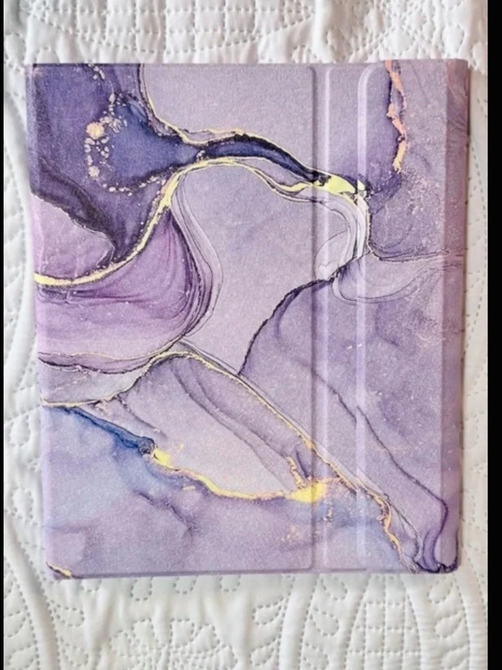 Purple Marble 12.9” iPad Pro 3rd/4th gen Case with White Bluetooth Keyboard